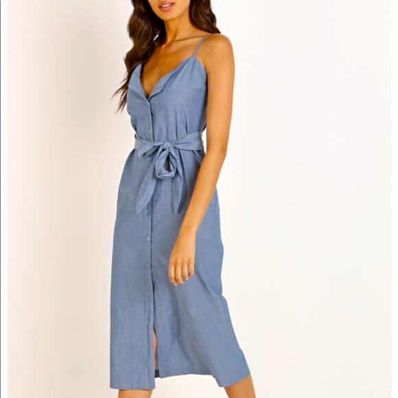 LACAUSA xAnthropologie Chambay Spaghetti Strap Belted Button Down Dress SzXS NWT - Picture 5 of 16